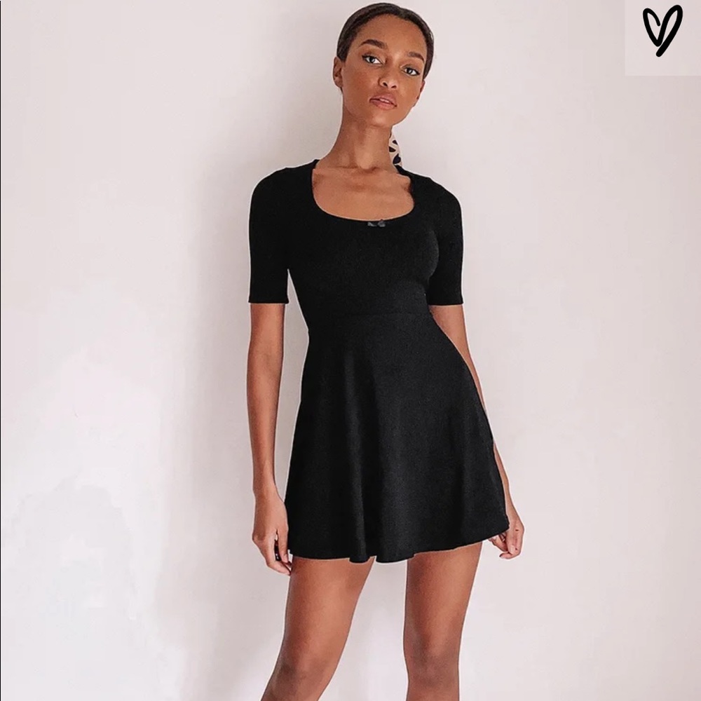 NWT LULUS how pleasant black ribbed dress